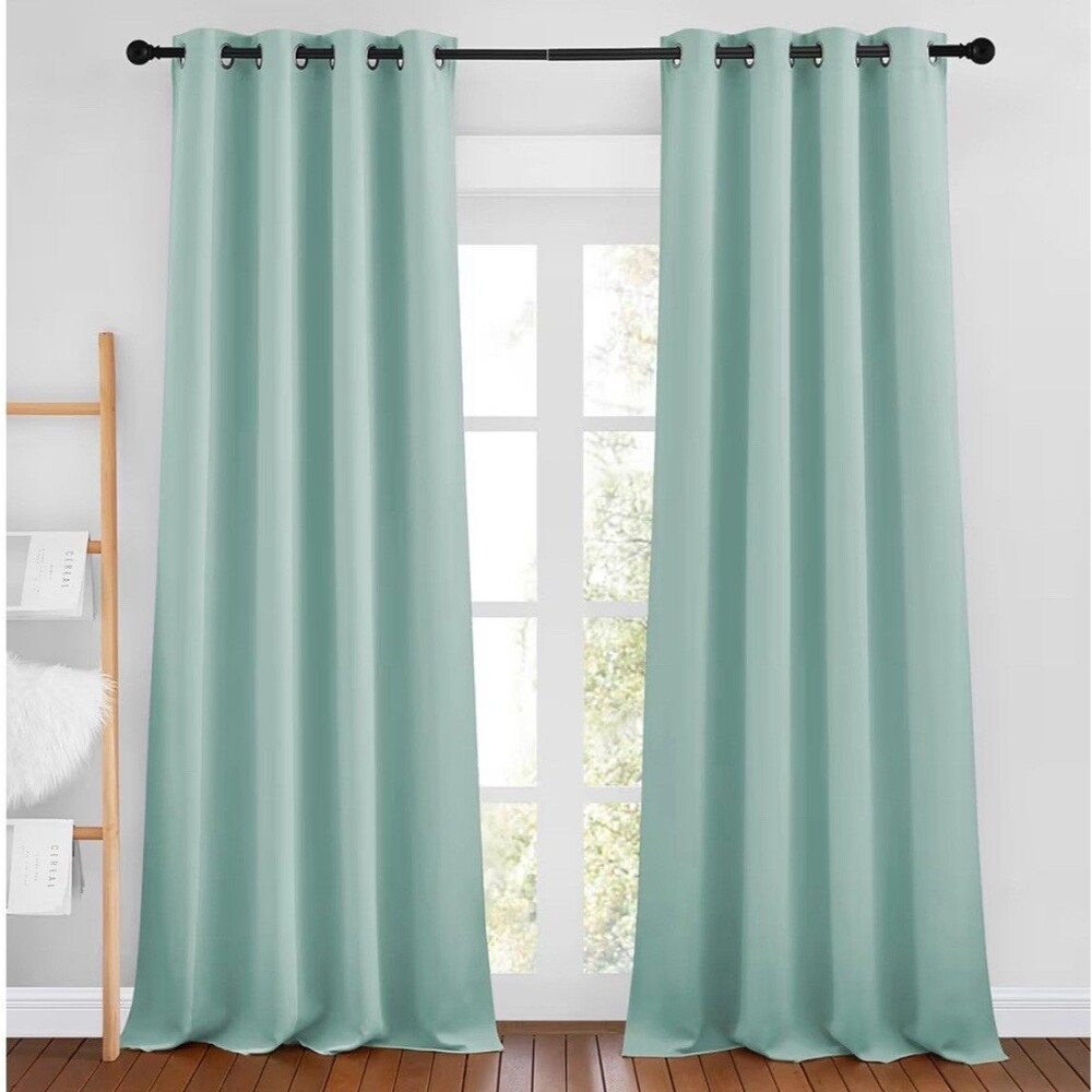 NICETOWN Aqua Blue Curtains 102 inches Long, Grommet Thermal Insulated Solid